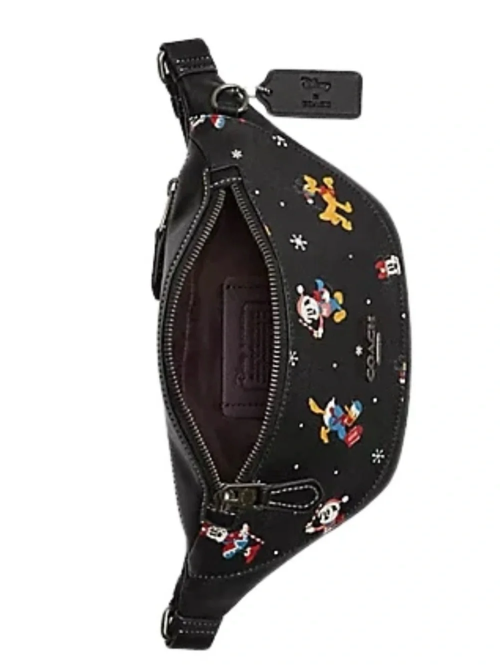 Coach Black Leather Disney Character Print Belt Bag